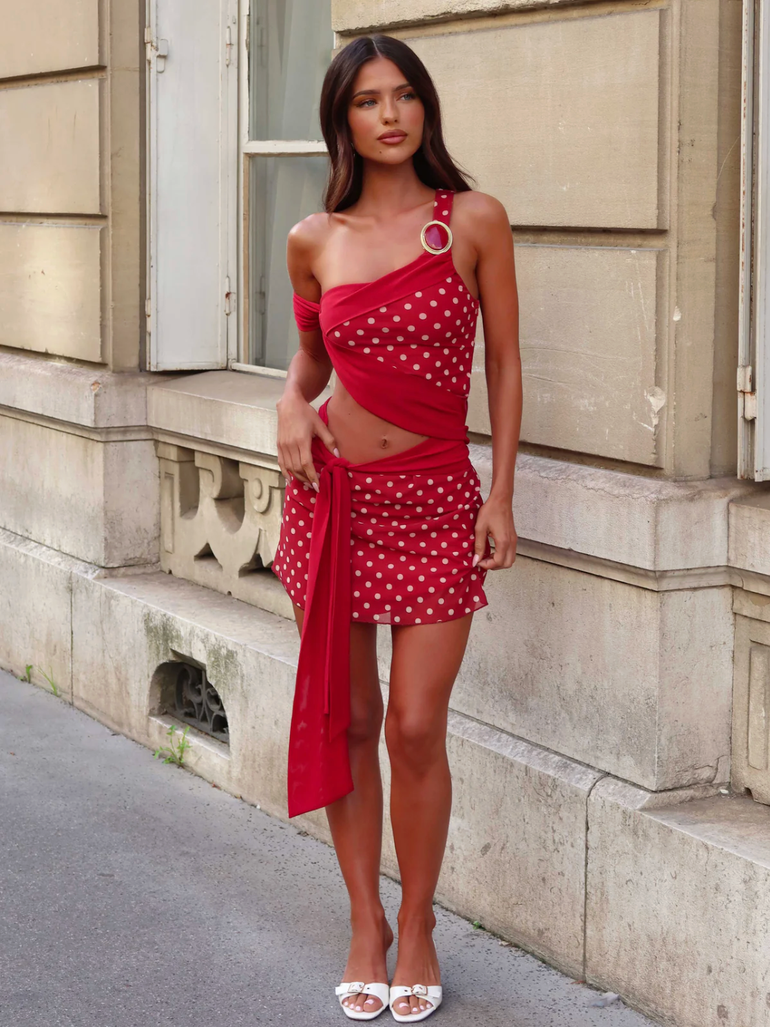IMARA MINI DRESS RED POLKA DOT